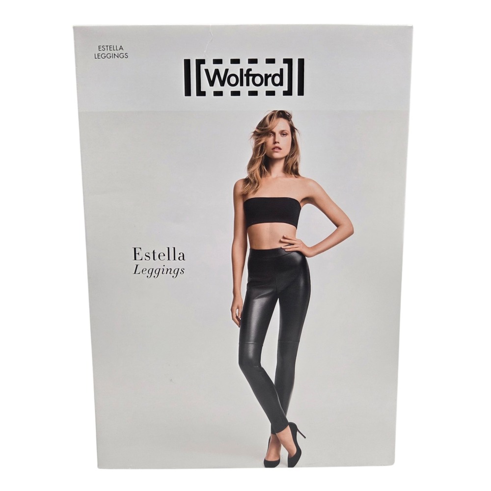 New Wolford Estella Womens Faux Leather Leggings Black Sz US 8 $485 DEADSTOCK